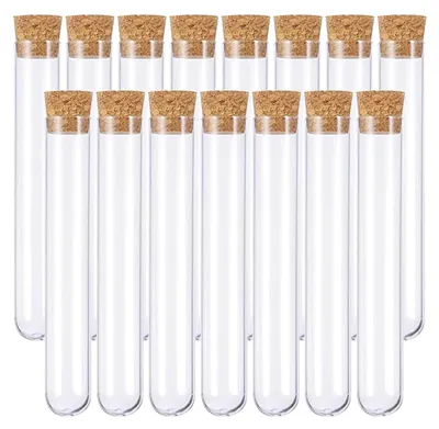 Produktbild von 15er Pack Reagenzgläser mit Korken Kunststoff Vase 16x150mm