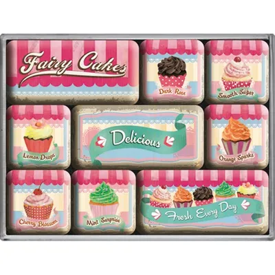 Image de Nostalgic-Art - Set de 9 aimants - Home & Country - Fairy Cakes
