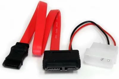 Obrázok produktu pre StarTech.com SLSATAF12, 0,304 m, SATA III, SATA 13-pin, SATA 7-pin + Molex (4-pin), Samica/Samica, Červená