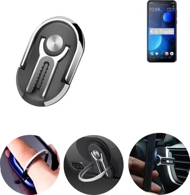 Produktbild von K-S-Trade 3in1 Smartphone-Ring Handy-Ring kompatibel mit HTC Desire 19+ Fingerhalterung  Handyring Tischständer Lüftungsgitter-Halterung Tisch