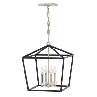 Zdjęcie produktu dla Żyrandol Stinson czarny-polerowany nikiel 4xE14x60W kryształ wym:216,9x40,5x40,5cm IP20 Quintiesse