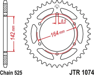 Obrázek produktu pro Pignon à chaîne JT 44T 525 JTR1074.44