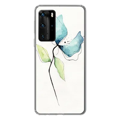Produktbild von MuchoWow® Handyhülle Schutzhülle Hülle für Huawei P40 Pro Blumen - Aquarell - Blau Silikon Softcase Handy Hülle - Schutz