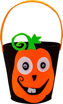 Produktbild von Halloween Korb Betteltasche "Verrückter Kürbis" | Schwarz Orange