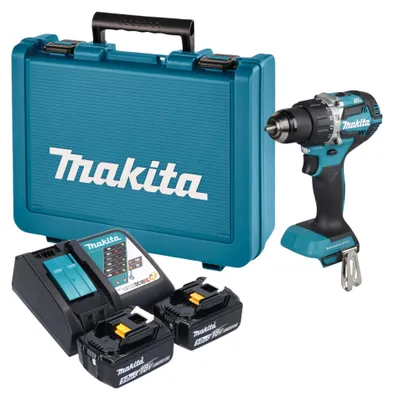 Image de Perceuse-visseuse sans fil Makita DDF 484 RTE 18 V 54 Nm sans balais + 2 batteries 5,0 Ah + chargeur + mallette