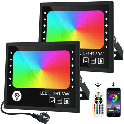 LED-Flutlicht 30W 2er-Set RGB dimmbar IP66