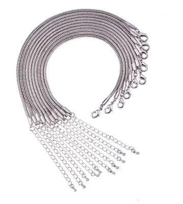 10 Charm-Armbänder, 19–25 cm, Silber, Slangketten mit Karabiner