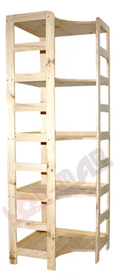 Obrázek produktu pro Dřevěná knihovna R-12 s 5 policemi, rozměry 166 x 63 x 33 cm