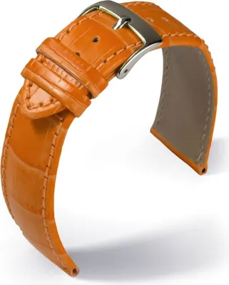Produktbild von Barington Kroko-Print Uhrenarmband Leder Krokooptik orange rembordiert, Stegbreite:22mm, Schließe:Gelbgolden