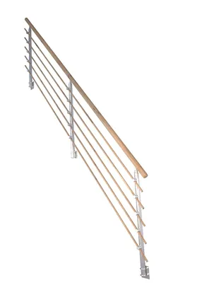 Produktbild von Treppengeländer Modell Mykonos Gerade Eiche-Designgeländer Holzrundstäbe-wahlweise rechts/links montierbar (Holz)