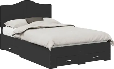 Produktbild von vidaXL Bettrahmen mit Schubladen Schwarz 135 x 190 cm Holzwerkstoff