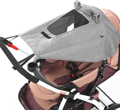 Produktbild von Universelle Sonnenblende für Kinderwagen, UV-Schutz 50+, wasserdicht, leicht, grau