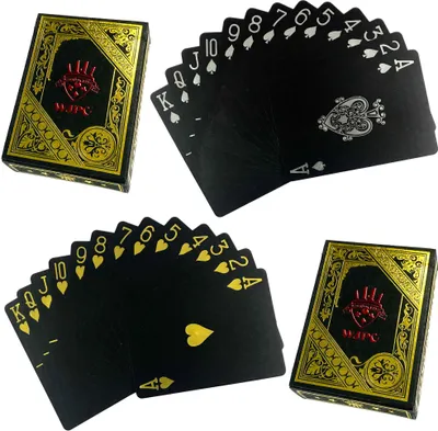 Produktbild von 2x 54 Blatt Wasserfeste Premium Plastik Spielkarten Schwarz | Profi Pokerkarten | Kunststoff Poker Skat Karten | Playing Cards