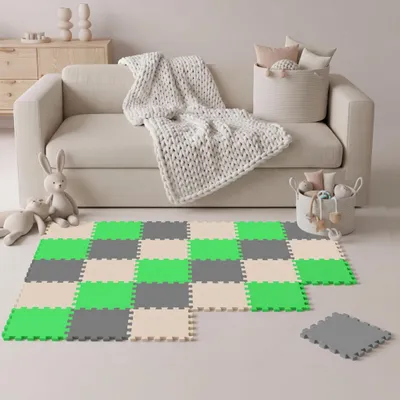 Produktbild von 27 Teile Baby Kinder Puzzlematte ab Null - 30x30 Puzzle Spielmatte Krabbelmatte, KI-generiertes Bild