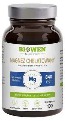 Suplement diety Biowen Magnez chelatowany diglicynian magnezu 840mg 100kaps