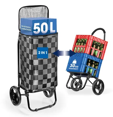 Produktbild von EASYmaxx Einkaufstrolley 50l schwarz/grau faltbar inkl. Kühltasche