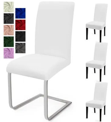 Obrázek produktu pro Sada 4 potahů na židle, elastické, bílé, polyester/Elastan, univerzální velikost