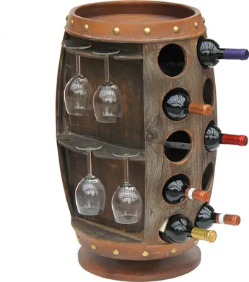 Zdjęcie produktu dla DanDiBo Stojak na wino Drewno Brązowy Obrotowa beczka na wino 360° 71 cm 9205-R Bar Stojak na butelki Stojak na butelki Drewniana beczka Szafka na wino