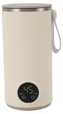 Immagine prodotto di Scalda-latte e frullatore portatile in acciaio inossidabile e ABS, con ricarica USB, riscaldamento fino a 55 °C, senza fili, ideale per viaggi, per bambini e per preparare il caffè, capacità 400 ml