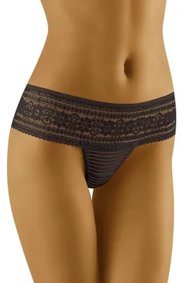 Produktbild von Wolbar damen y tanga-strings spitze miederslip slips mit tiefer hüftlinie wb92, schwarz, s