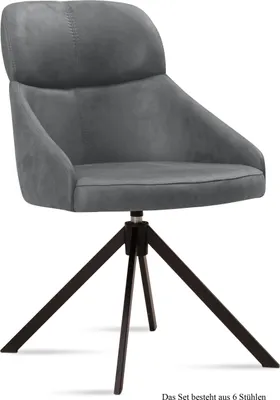Produktbild von Esszimmerstuhl drehbar (6er-Set) Derska 52x82x63 Schwarz/Grau