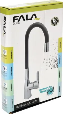 Immagine prodotto di Rubinetto flessibile da cucina, grigio chiaro, rubinetto acqua, miscelatore lavello, miscelatore