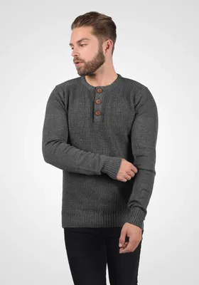 Produktbild von SOLID SDTerrance Herren Strickpullover Feinstrick Pullover mit Grandad Ausschnitt Baumwollmischung Regular fit