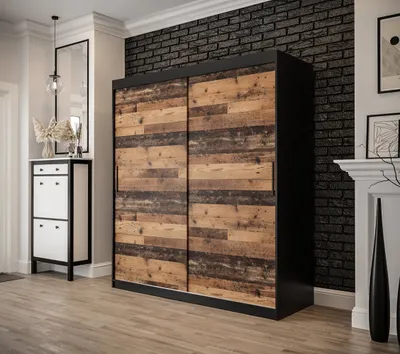 Obrázek produktu pro Dvoudveřová šatní skříň ORISA 1 - šířka 180 cm, černá / old style