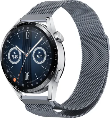 Produktbild von Strap-it Milanese - Kompatibel mit Huawei Watch GT 3Armband 46mmHochwertiger Edelstahlhuawei watch elegant Armband mit Magnetverschluss für 22mmArmband Grau