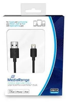 Produktbild von MediaRange MRCS137, 1 m, Lightning, USB A, Männlich, Männlich, Schwarz