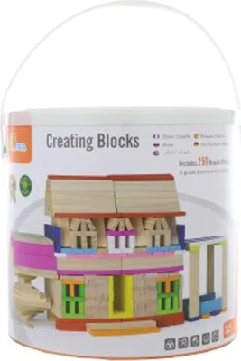 Produktbild von Viga Holzbausteine, Größe 10 cm, verschiedene Farben, 250 Teile 1 Box