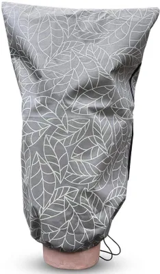 Image de Housse de protection pour plantes Unyqoos® pour l'hiver – 80 x 120 cm, couleur marron, réutilisable, à trois couches, respirante, avec fermeture éclair et cordon de serrage