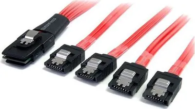 Zdjęcie produktu dla StarTech.com 1m SCSI SAS, Czerwony, Czarny, SATA III, 1 m, SATA 7-pin, Męska/Żeńska, 100 g