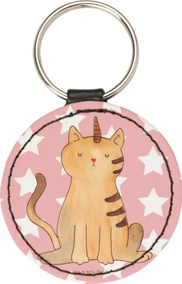 Produktbild von Mr. & Mrs. Panda Anhänger Einhorn Katze - Rot Pastell - Geschenk, Schlüsselanhänger, Mieze, Unicorn, Regenbogen, Deko, Taschenanhänger, mini, schlüsselring, kleiner