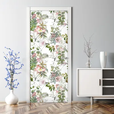 Produktbild von Dekorative Türtapete selbstklebend Klebefolie Türposter Türaufkleber Pastell Blumen 77 x 200 cm