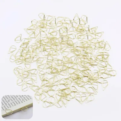 Imagen del producto de Clips metálicos dorados, 200 unidades, forma de gota de agua, para oficina y escuela