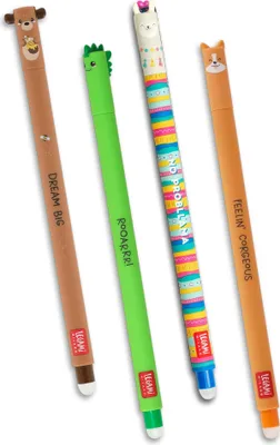 Produktbild von LEGAMI 4er Set Gel Stift CORGI TEDDY LAMA DINO Stärke 0,7mm v1