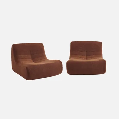 Immagine prodotto di sweeek - Set di 2 poltrone modulari a 1 posto con rivestimento bouclé strutturato - Terracotta