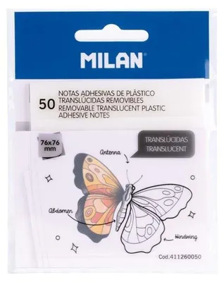 Produktbild von Milan 411260050, Transparent, Weiß, Quadratisch, Entfernbar, Weiss auf Transparent, 76 x 76, 76 mm