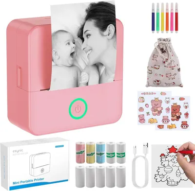 Produktbild von Thermodrucker Tragbarer Drucker für Fotos Notizen & Etiketten 200dpi Kompatibel mit Android & iOS Kein Tinte oder Toner nötig Ideal für Zuhause Büro