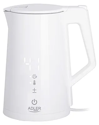 Obrázek produktu pro Adler | Rychlovarná konvice | AD 1345w | Elektrická | 2200 W | 1,7 l | Nerezová ocel | Otočná základna o 360° | Bílá