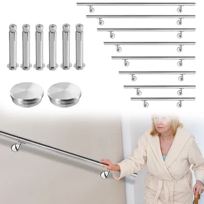 Produktbild von TANYEAR Handlauf Edelstahl 100 cm gebürstet mit Wandhalterung und Endkappen für Treppen in Innen Garage