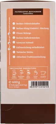 Produktbild von Berliner Kaffeerösterei - Probierset Filterkaffee – Mischungen (8x75g / ganze Bohne)