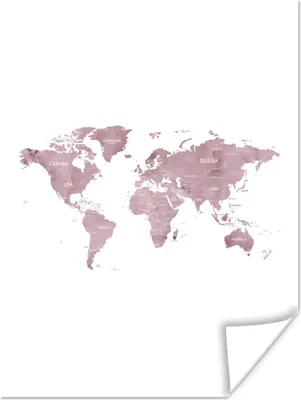 Produktbild von MuchoWow® Poster Weltkarte - Marmor - Rosa 60x80 cm - Schlafzimmer Dekoration