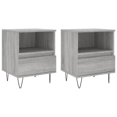 Immagine prodotto di Comodini 2pz Grigio Sonoma 40x35x50 cm in Legno Multistrato