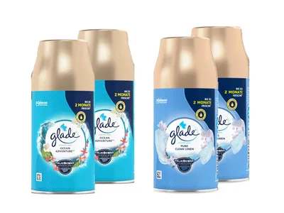 Produktbild von Glade Automatic Spray Nachfüller Mix, 4 Stück, Ocean Adventure & Clean Linen, 269ml, Raumduft