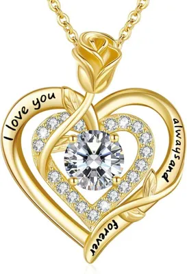 Produktbild von LAVUMO Moissanite Halskette Damen 925 Silber Rosegold Herz Anhänger 1 Karat