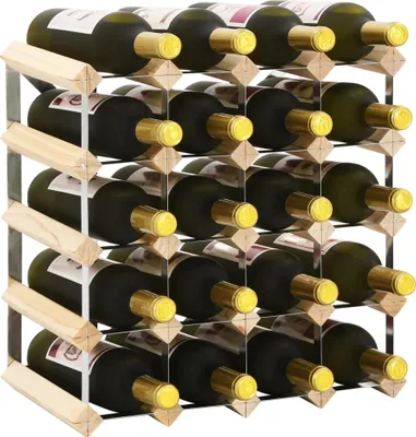 Zdjęcie produktu dla The Living Store Stojak na wino na 20 butelek z litego drewna sosnowego