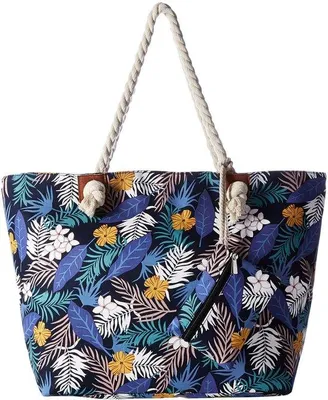 Obrázok produktu pre Unyqoos® XXL – Veľká plážová taška – priestranná, robustná kabelka so zipsom, 58 x 38 x 18 cm, odolná bavlnená podšívka, široké ramenné popruhy a malá kabelka