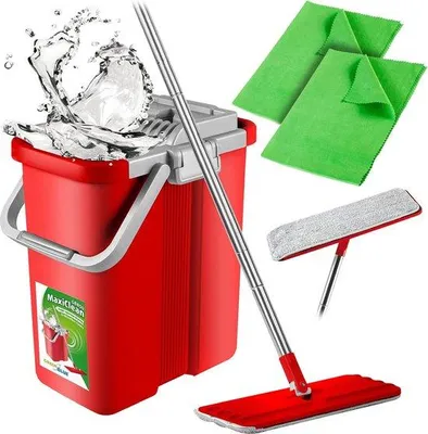 Produktbild von Famanu Eimer Wischset - 2-in-1 Eimer mit Mopkopf